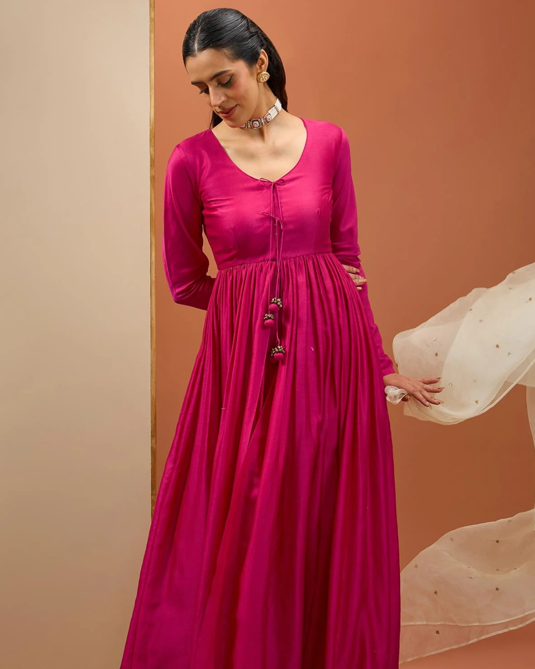 Esha Koul - Hot Pink Lampi Anarkali Set From Noor
