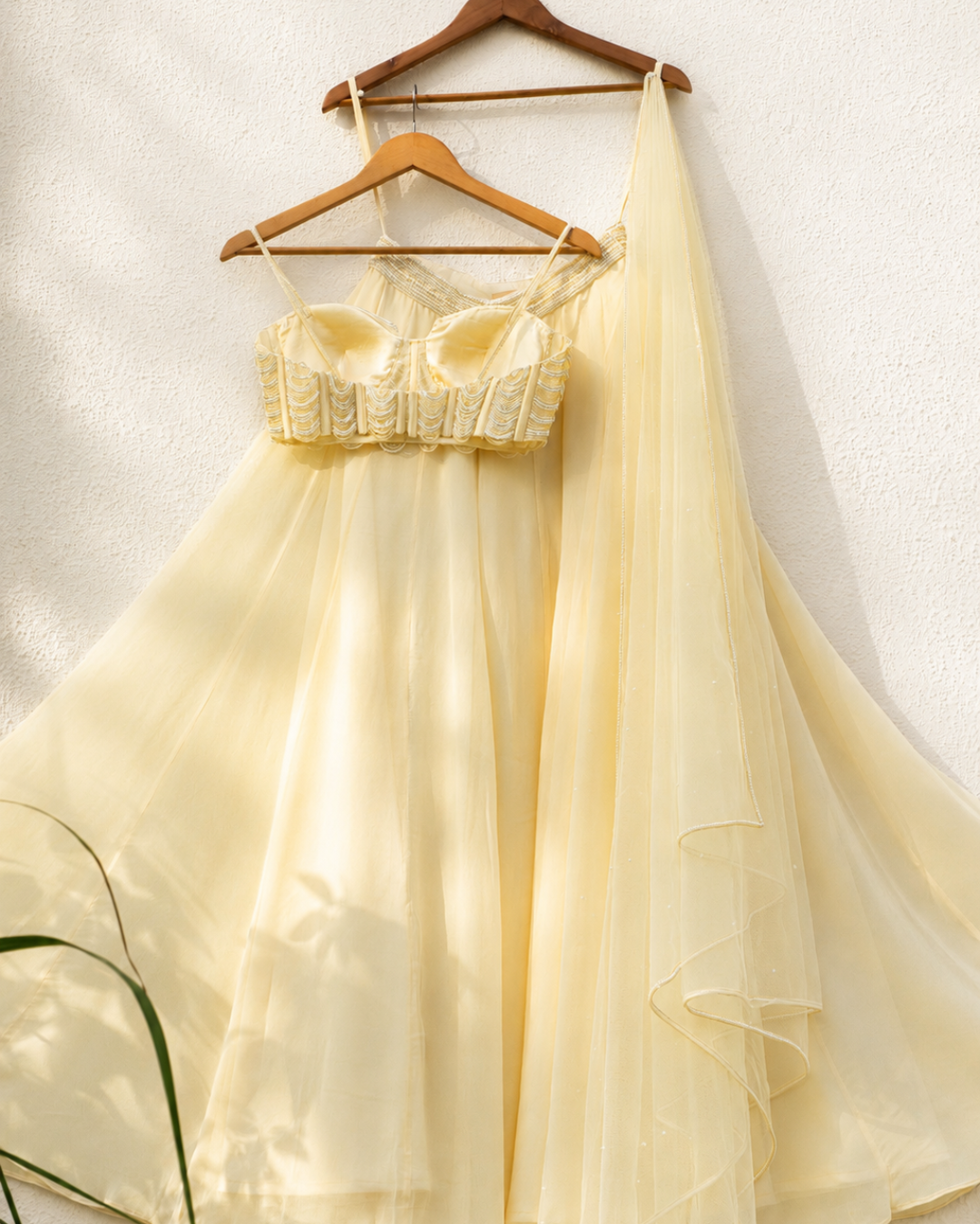 Anisha Shetty - Butter Yellow Pearl And Cutdana Blouse With Goergette Sharara