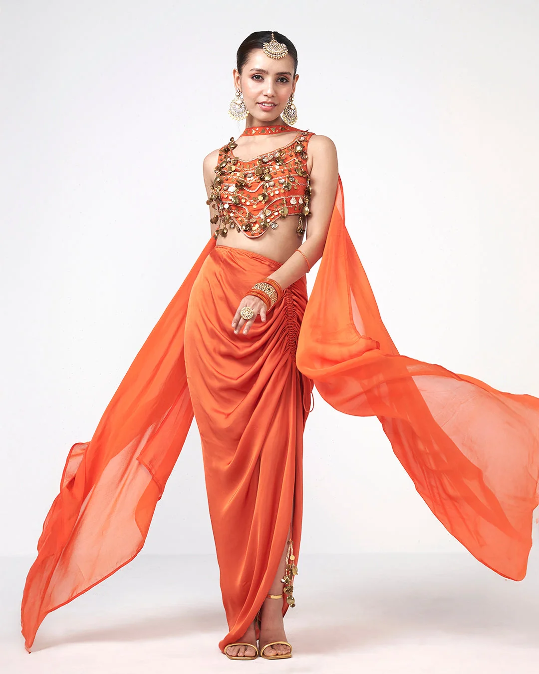 Rishi and Vibhuti - Ghungroo Drape Set From Gulon Ke Rang