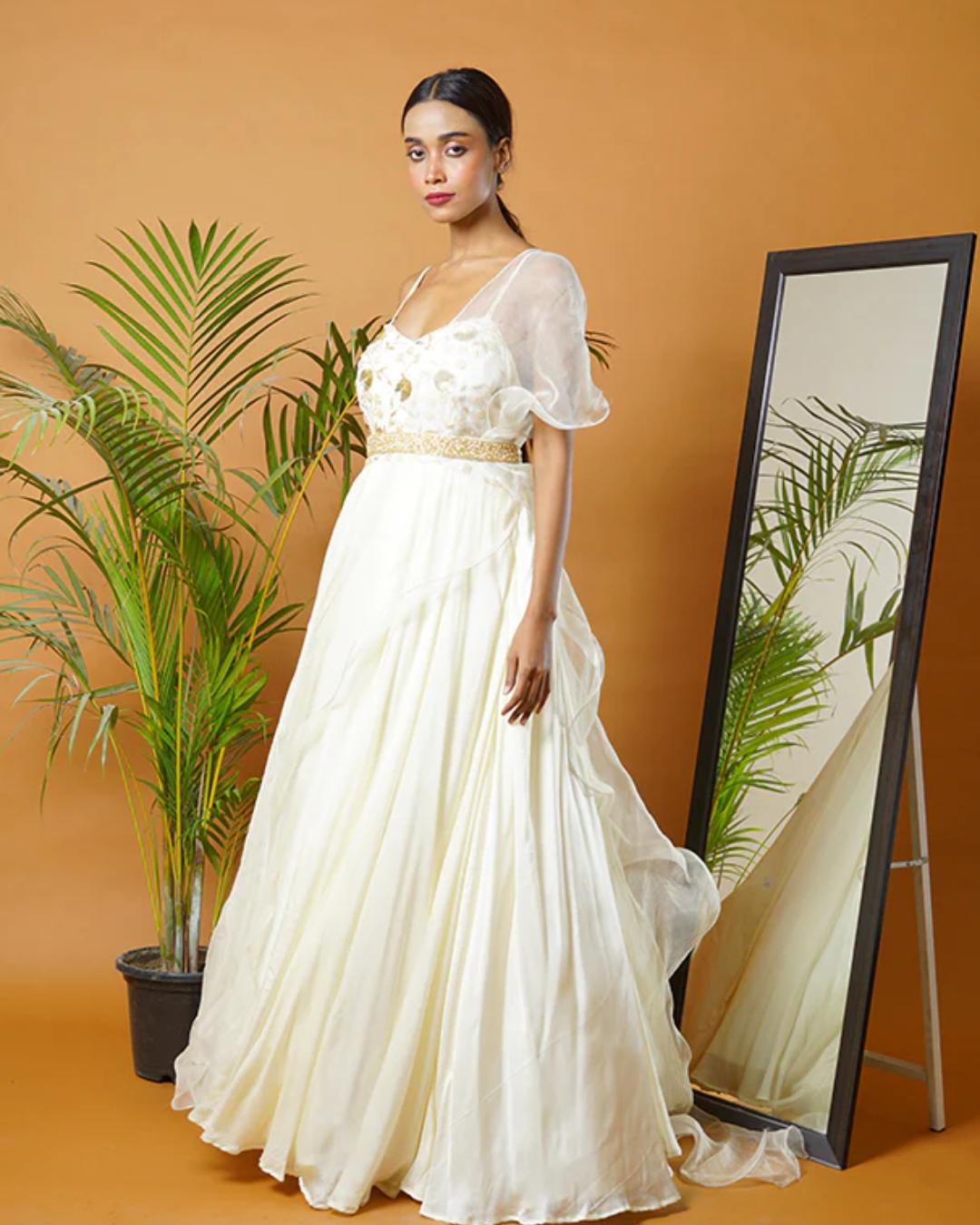 Sonali Bansal - Off white anarkali with waistbelt and ruffle dupatta From Fiza