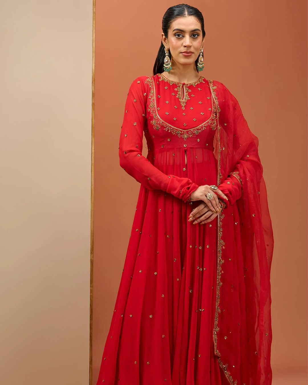Esha Koul - Red Anarkali Set From Noor