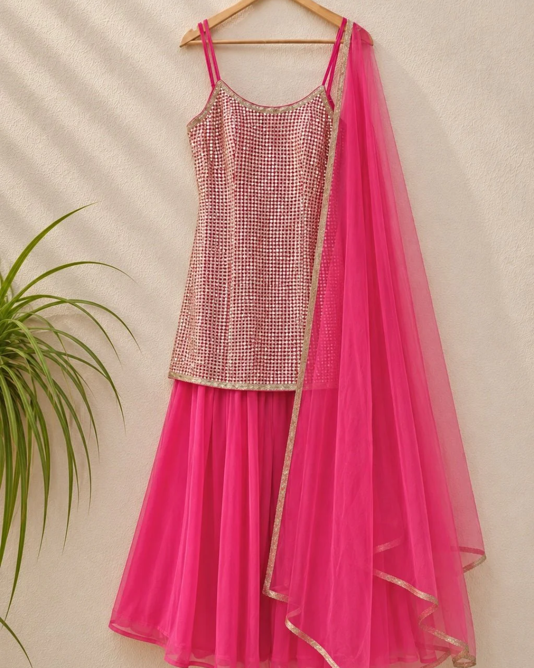 Anisha Shetty - Hot Pink Sharara Set