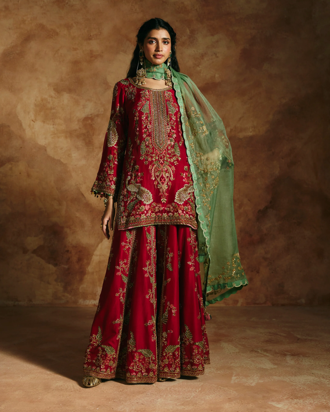 Aman Takyar - Red Sharara Set From Today's Sindh