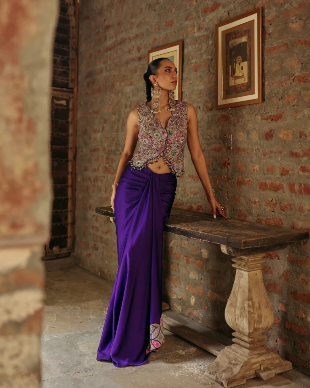 Label Moni K - Mandala Waistcoat Drape Set From Naqsh