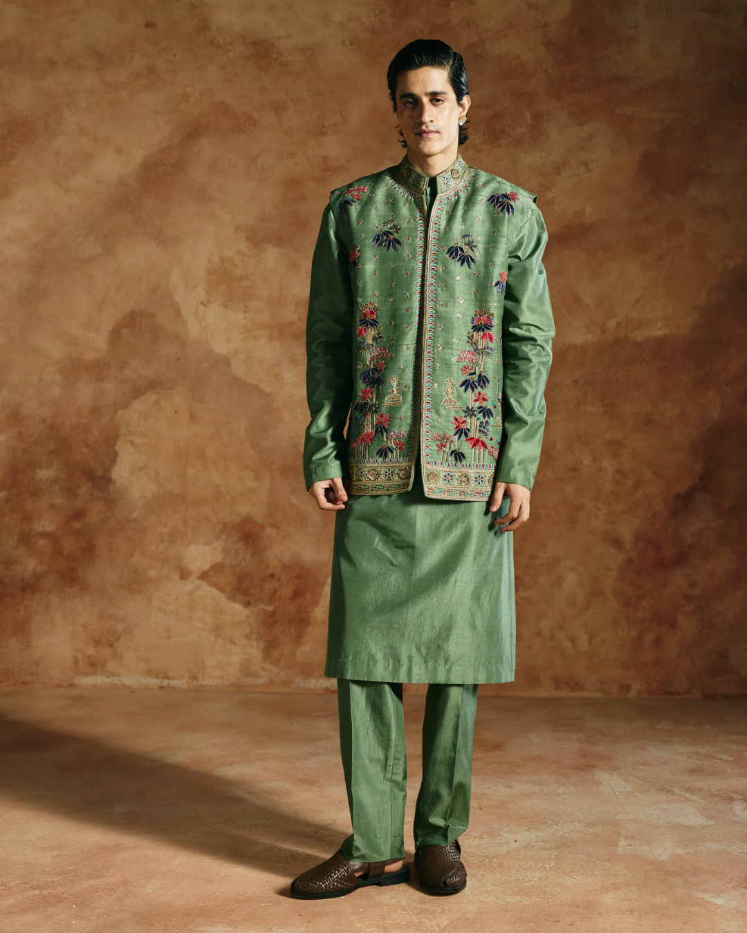 Aman Takyar - Green Nehru Jacket From Today’s Sindh