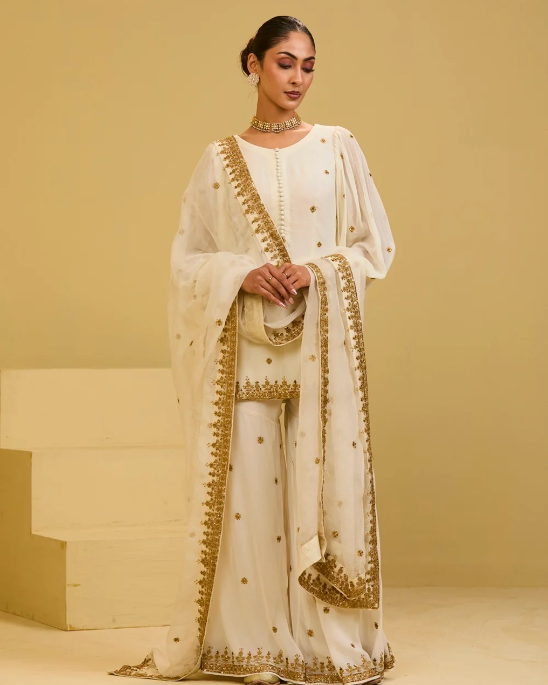 Esha Koul - Off White Sharara Set From Naaz