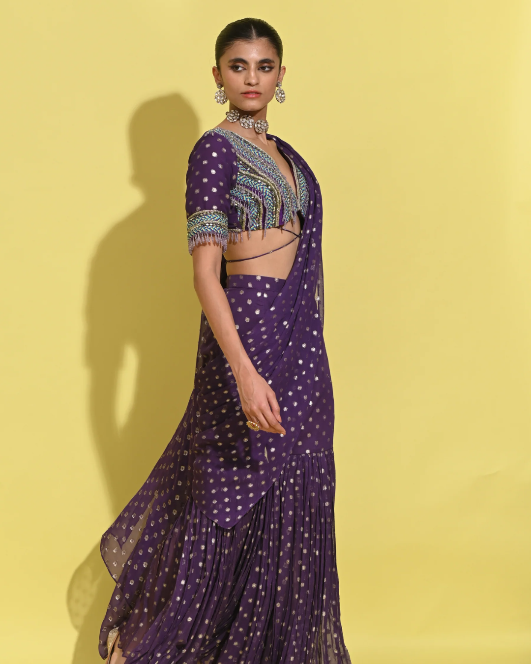 Rishi and Vibhuti - Violet Berry Sharara Set From Tamasha