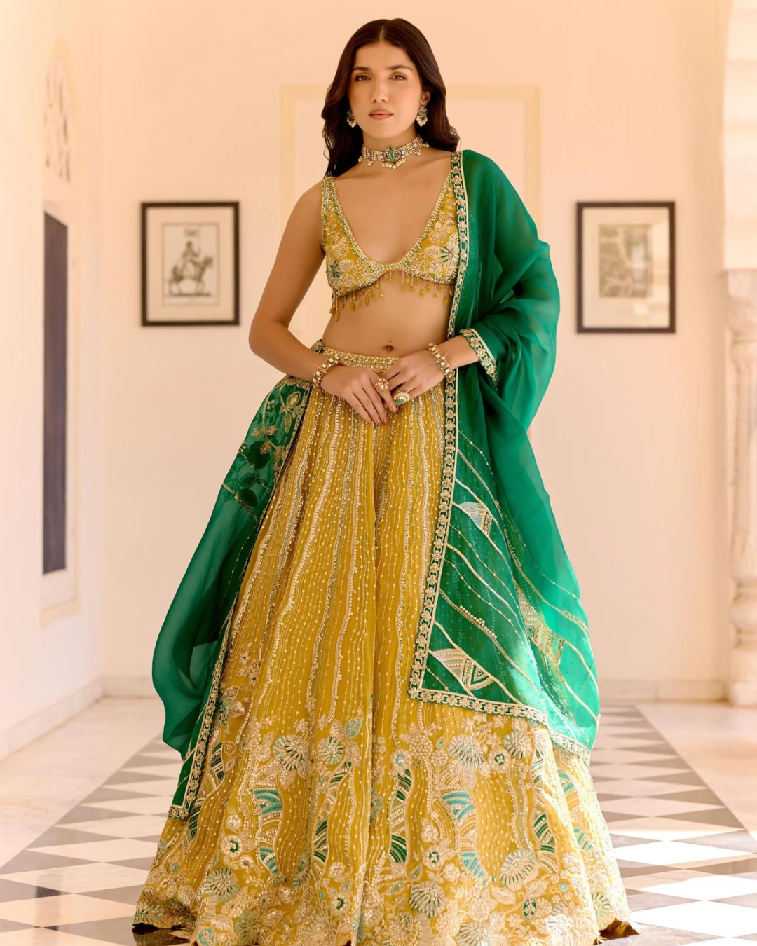 Osaa By Adarsh - Canary Yellow Organza Lehenga Set From SAFAR