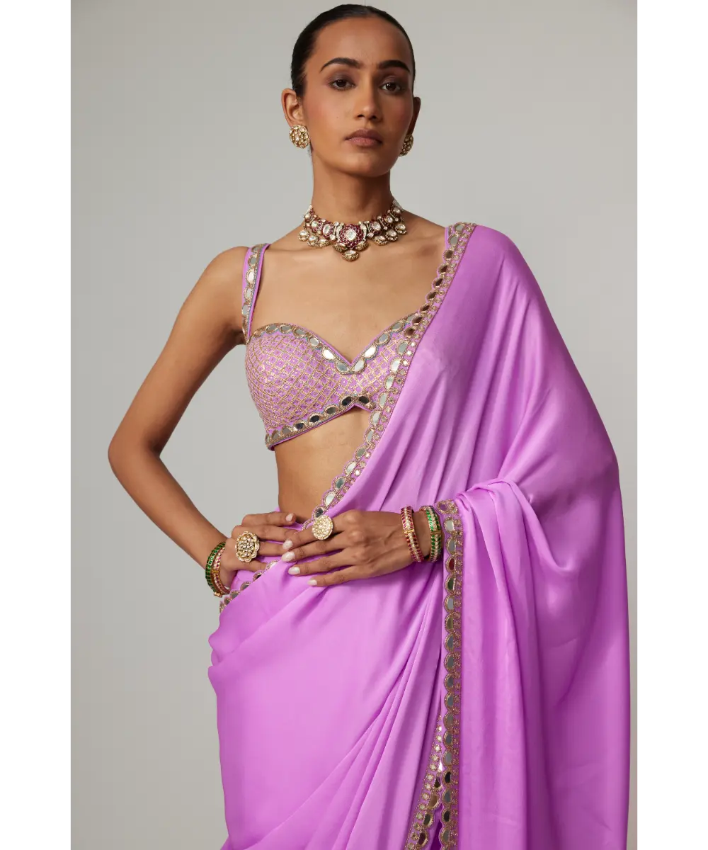 VVANI VATS - Mauve Saree Set