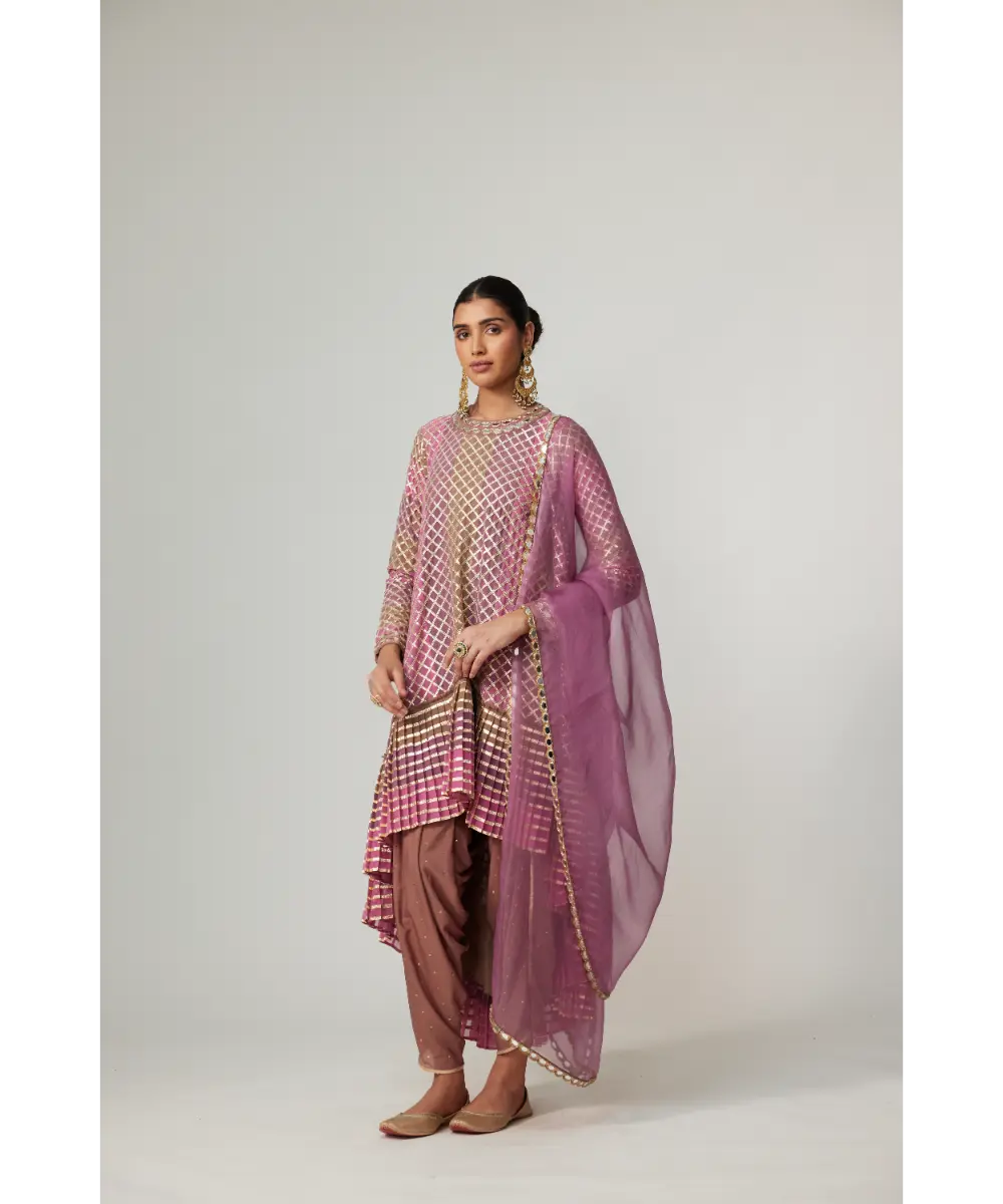 VVANI VATS - Mud mauve multicolor Dhoti Kurta with Dupatta Set