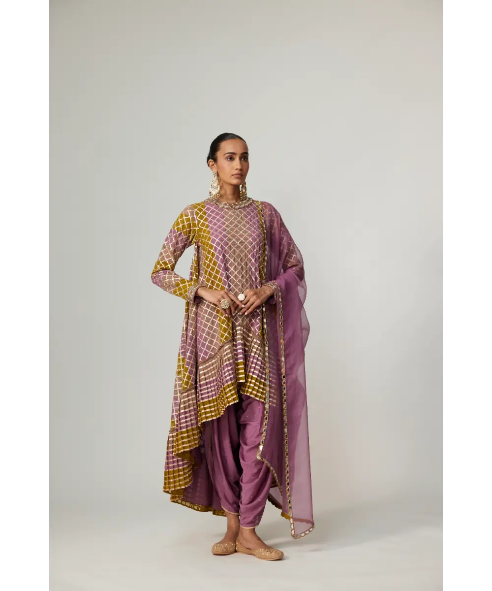 VVANI VATS - Green multicolor Dhoti Kurta with Dupatta Set