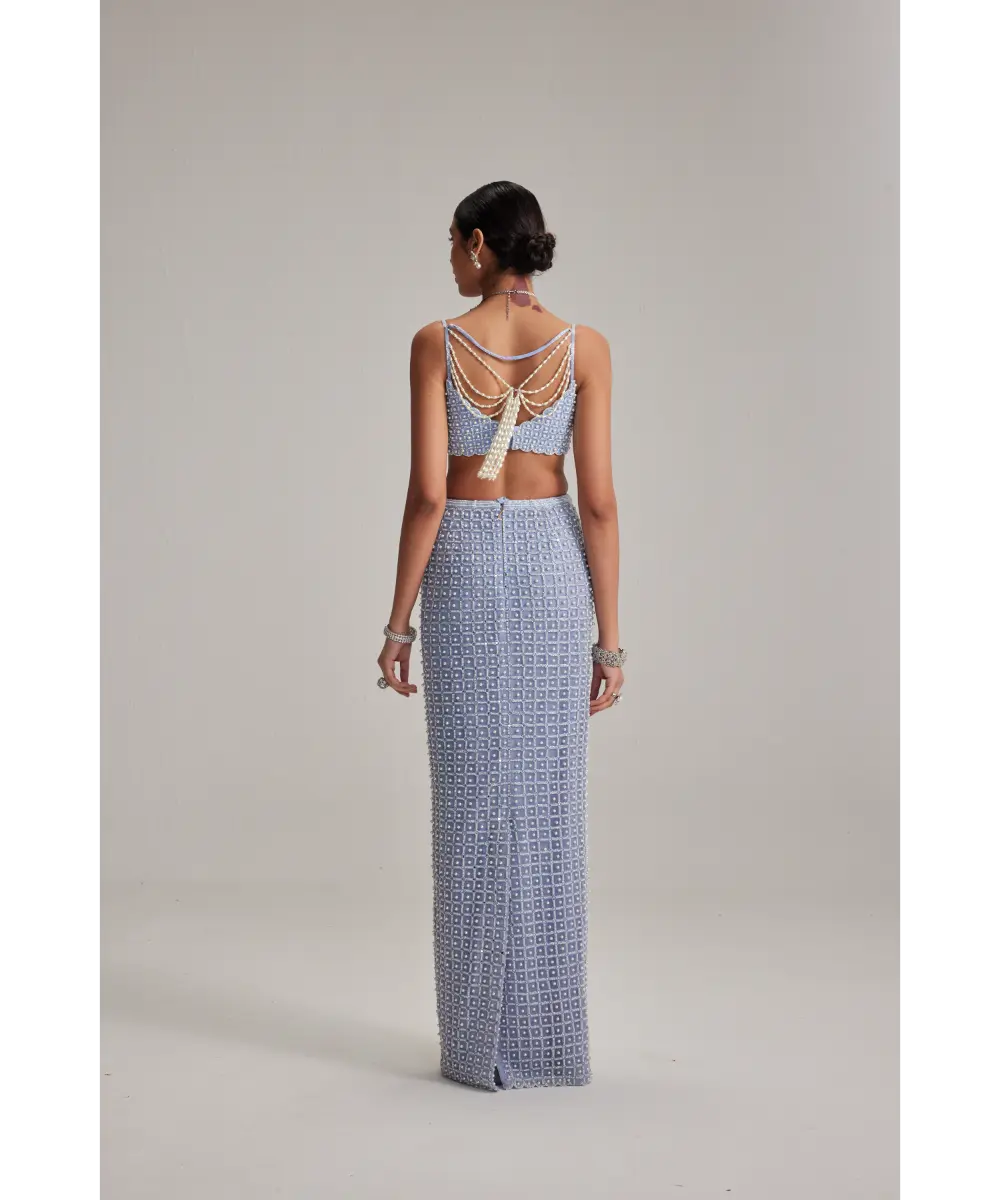 VVANI VATS- Dew Blue Pencil Skirt Set