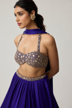 Persian Blue Mirror Satin skirt Set