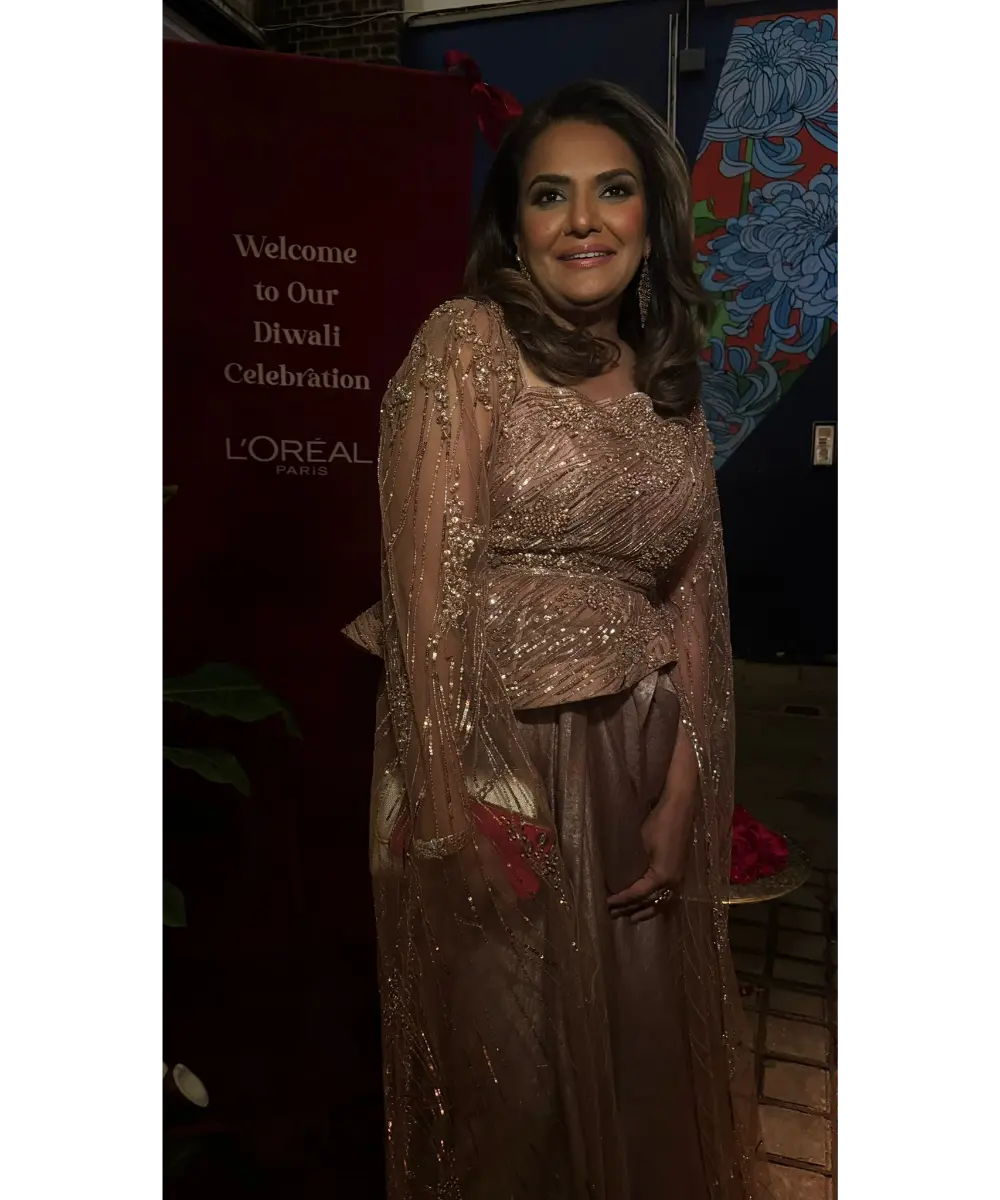 ADAARA COUTURE - Rose Gold Cape Saree