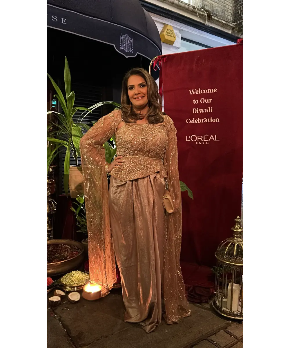 ADAARA COUTURE - Rose Gold Cape Saree