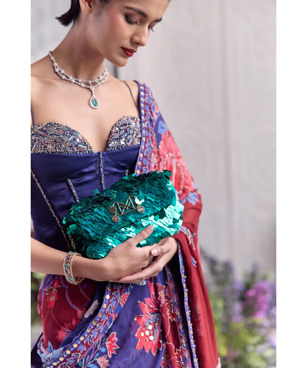 SOLID PANELLED EMBROIDERED  CORSET PAIRED-AMANAH