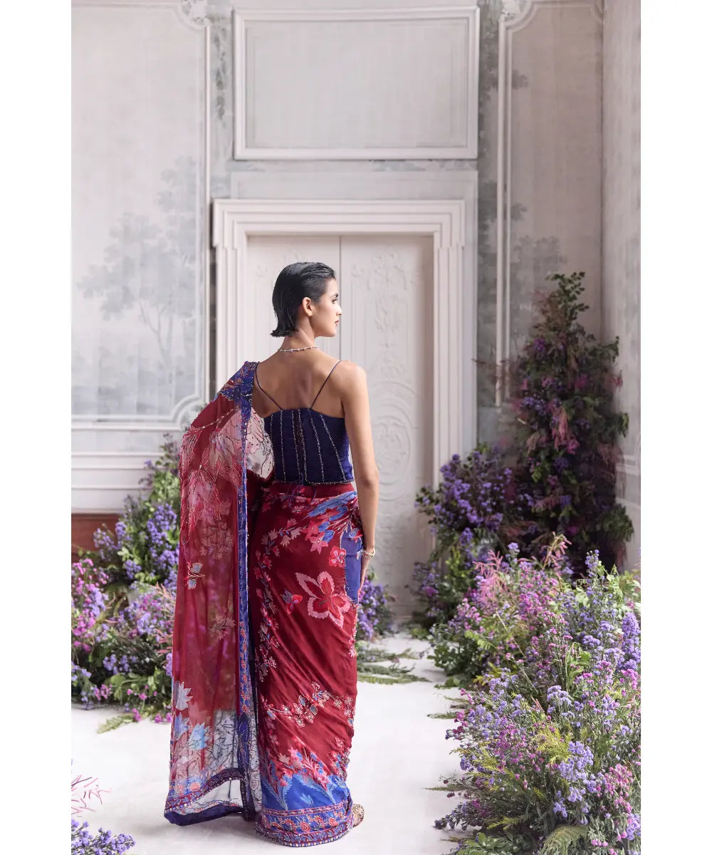 SOLID PANELLED EMBROIDERED  CORSET PAIRED-AMANAH