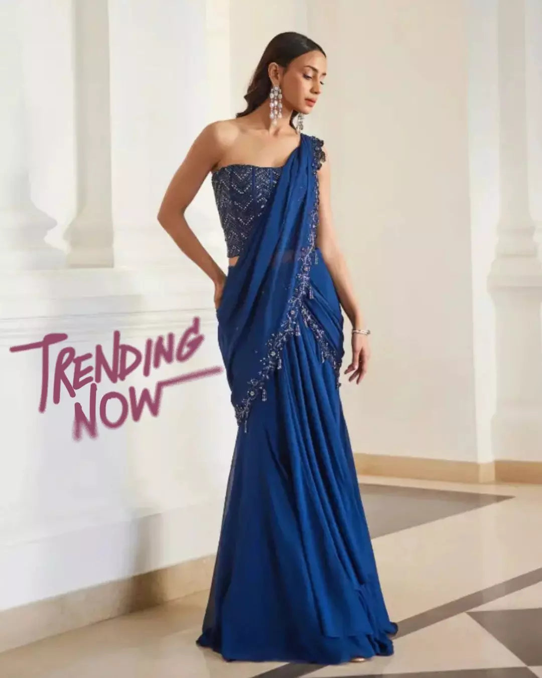 Teal Blue Corset Saree