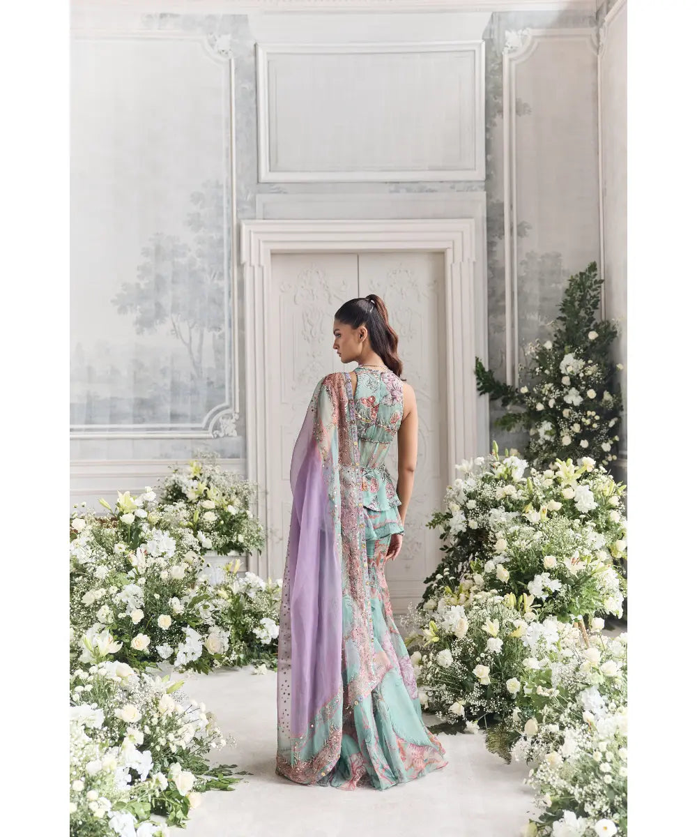 EMBROIDERED PANELLED PEPLUM KURTA PAIRED - Hawa