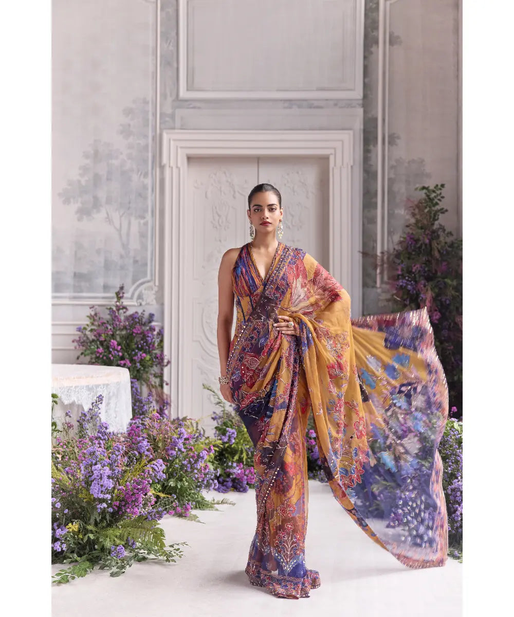 Corset Top Paired with Pre-draped Saree - Ivana