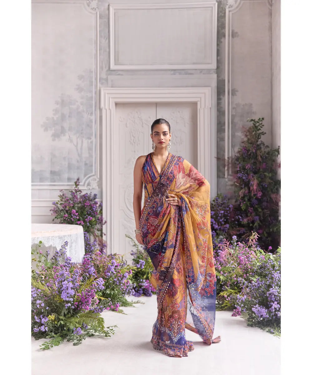 Corset Top Paired with Pre-draped Saree - Ivana