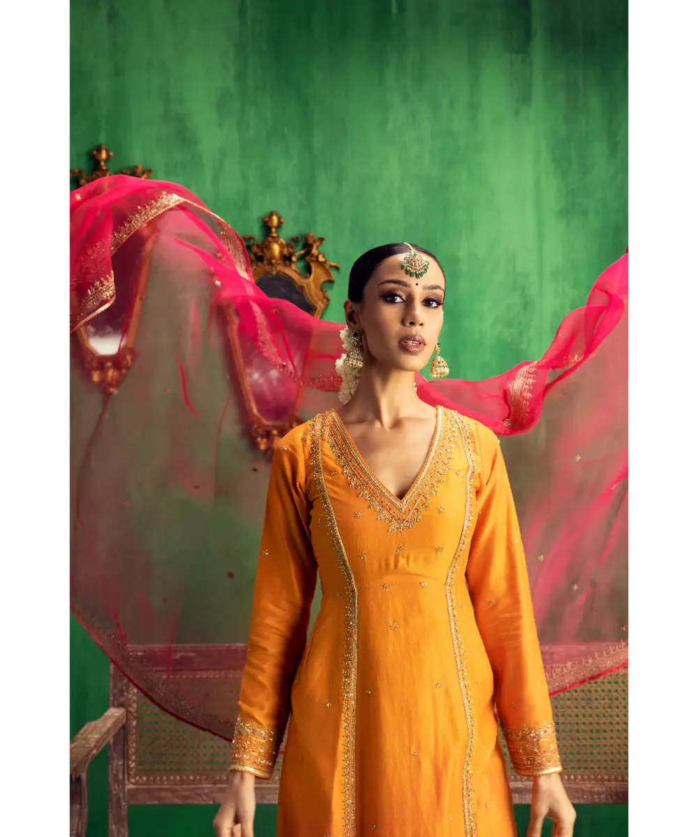 JIGAR MALI - Orange straight suit set