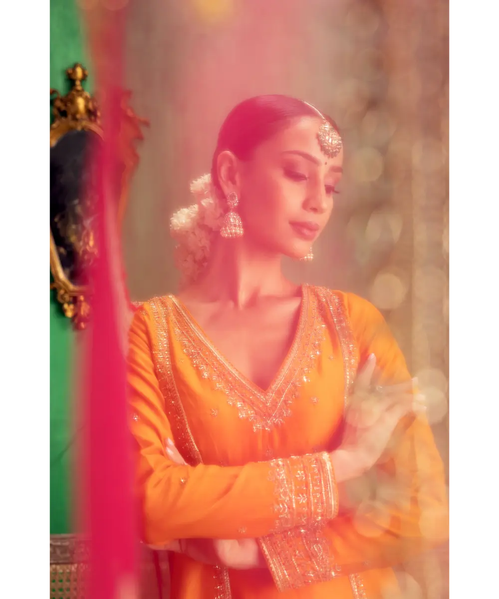 JIGAR MALI - Orange straight suit set