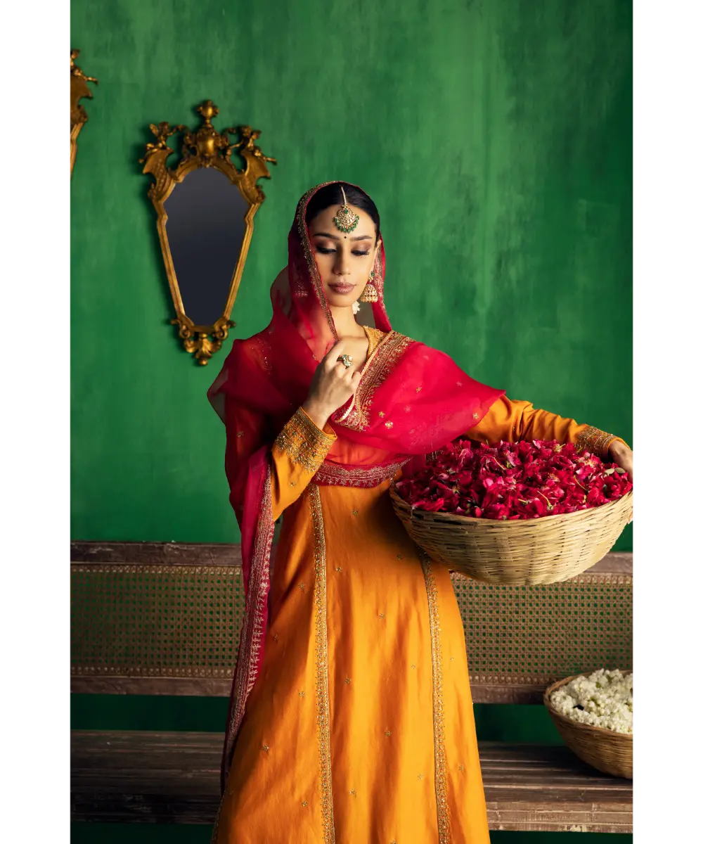 JIGAR MALI - Orange straight suit set