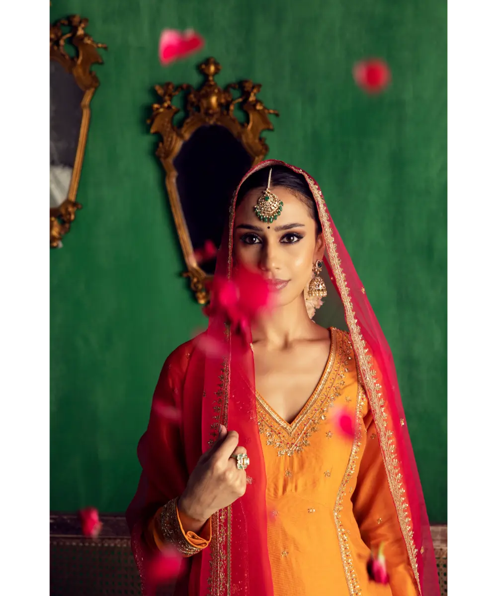 JIGAR MALI - Orange straight suit set