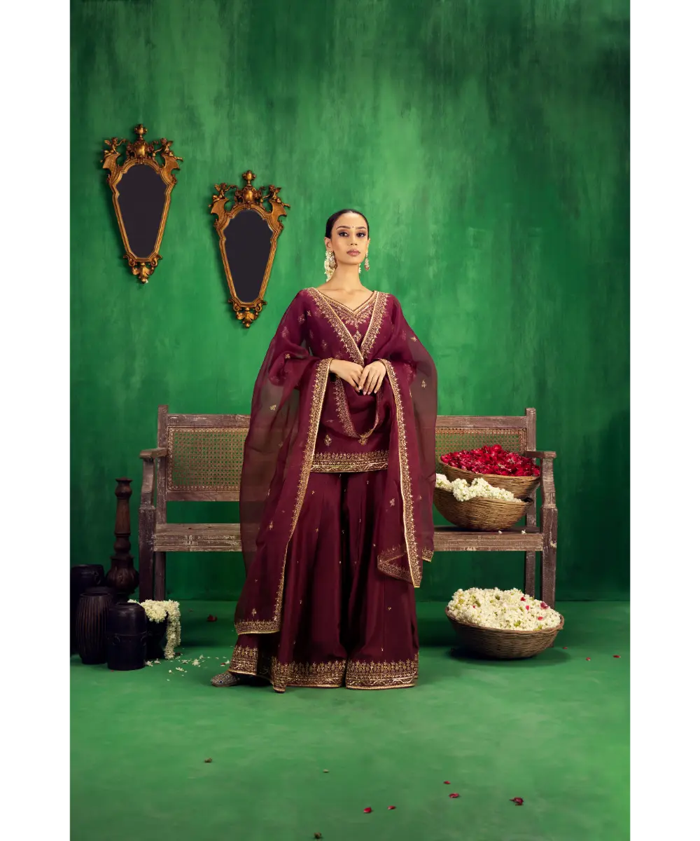 JIGAR MALI - Falsa purple flared sharara set