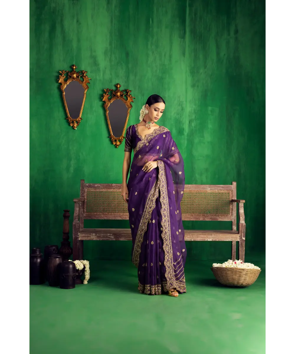 JIGAR MALI - Irish Purple saree set