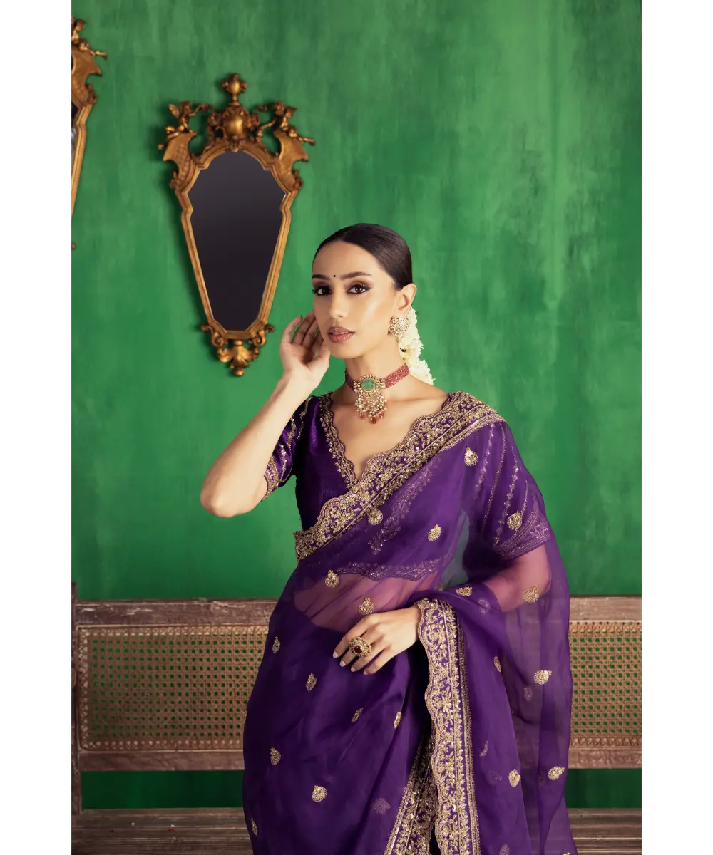 JIGAR MALI - Irish Purple saree set