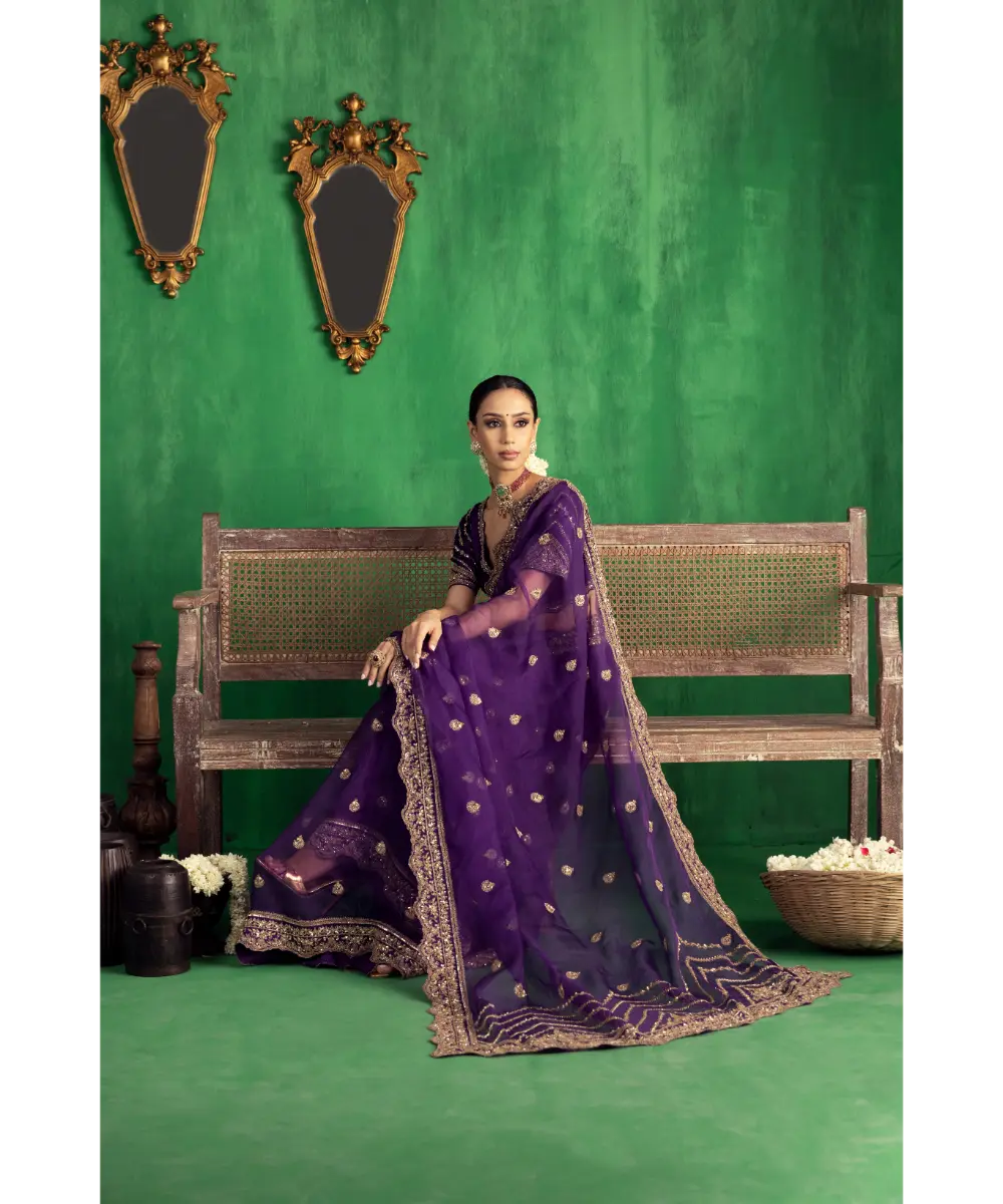 JIGAR MALI - Irish Purple saree set