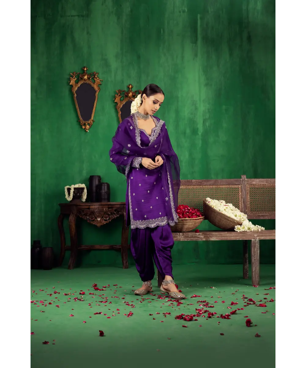 JIGAR MALI - Purple silver dhoti kurta set