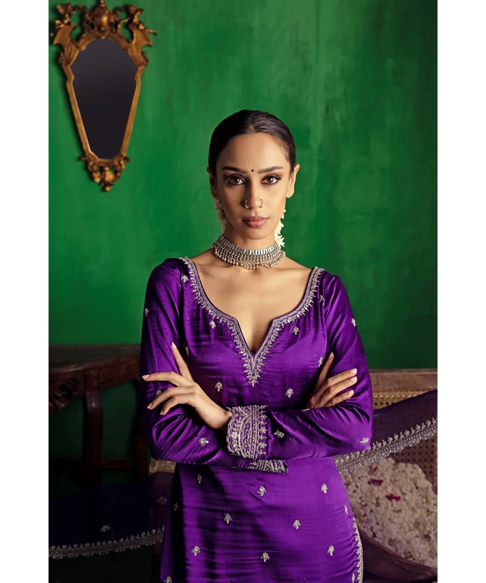 JIGAR MALI - Purple silver dhoti kurta set