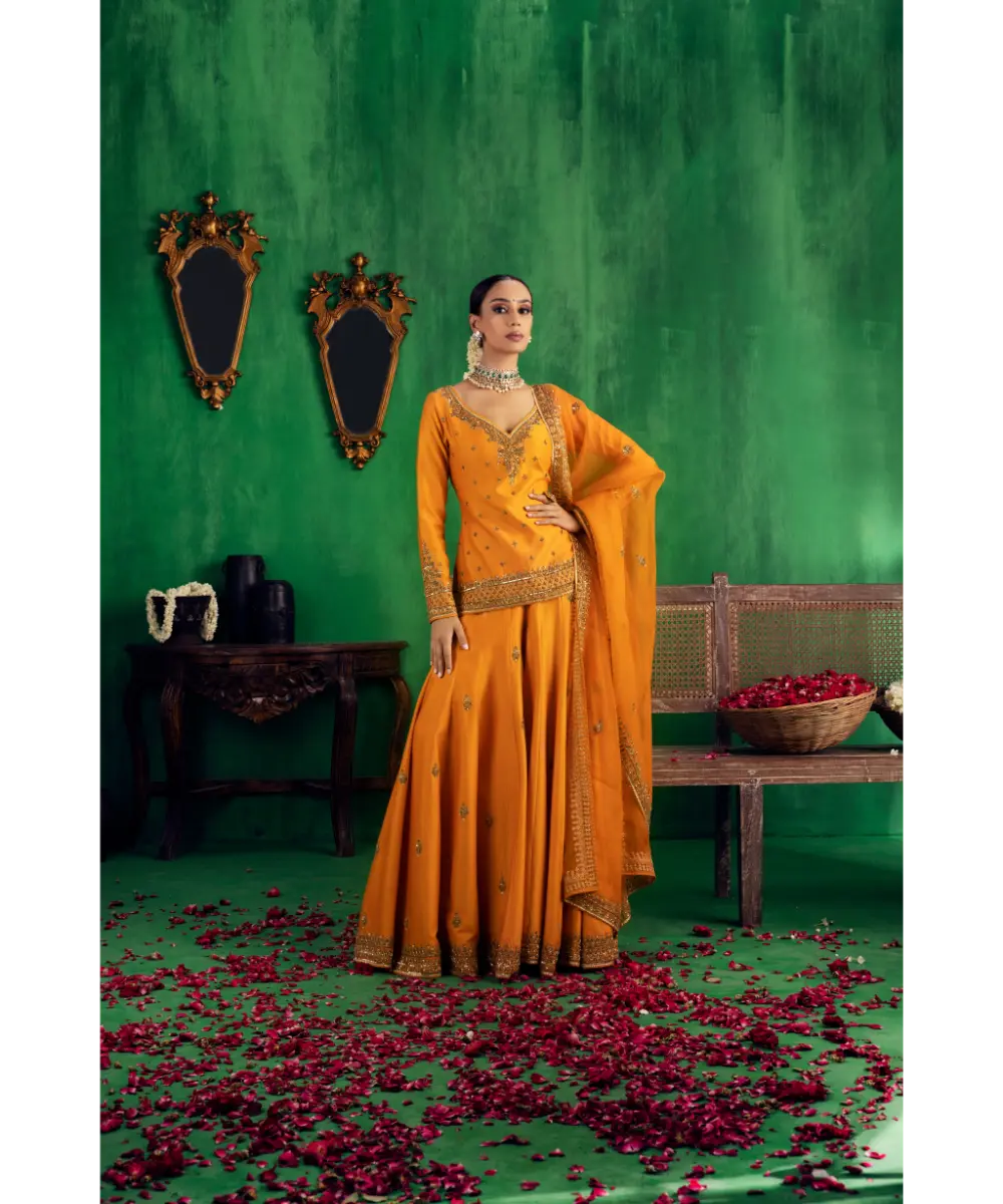 JIGAR MALI - Tangerine orange sharara set