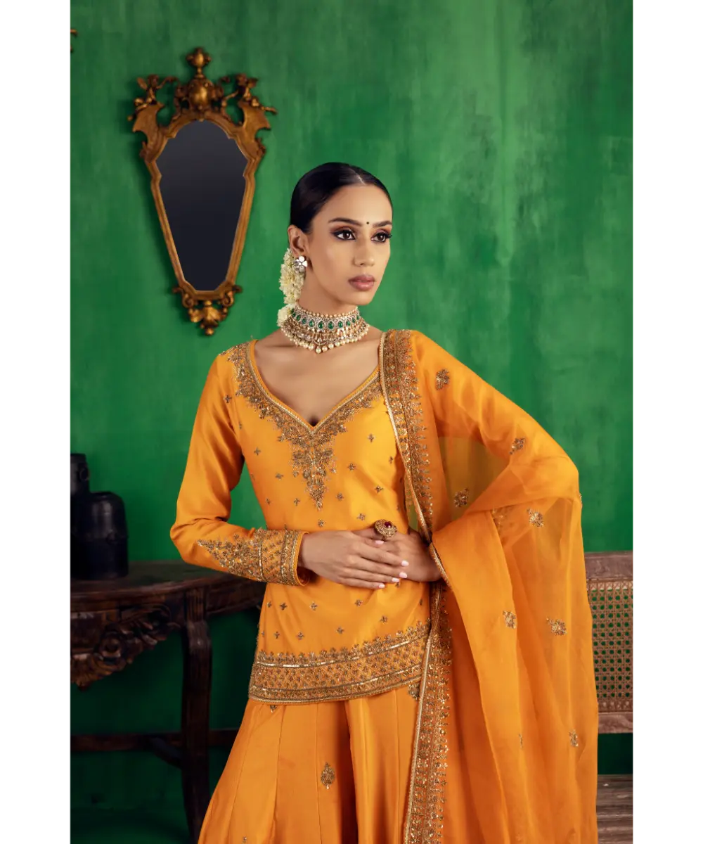 JIGAR MALI - Tangerine orange sharara set