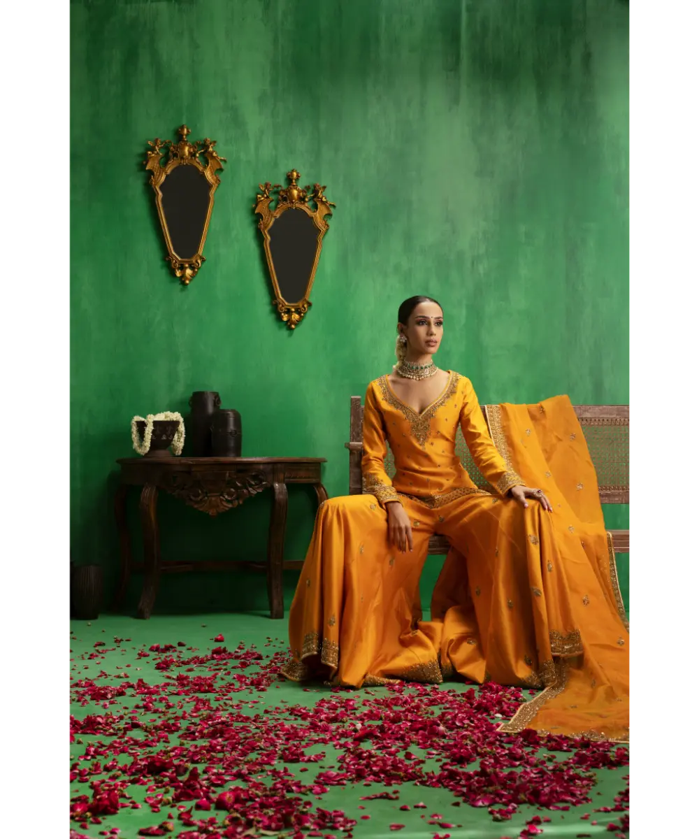 JIGAR MALI - Tangerine orange sharara set