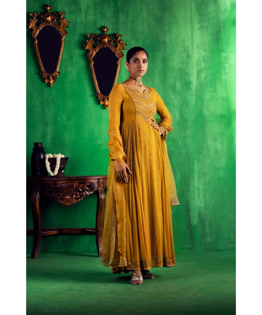JIGAR MALI - Mustard Anarkali set