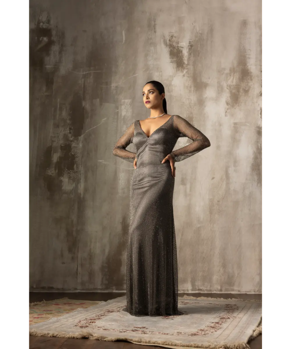 JIGAR MALI - Mouse grey gown