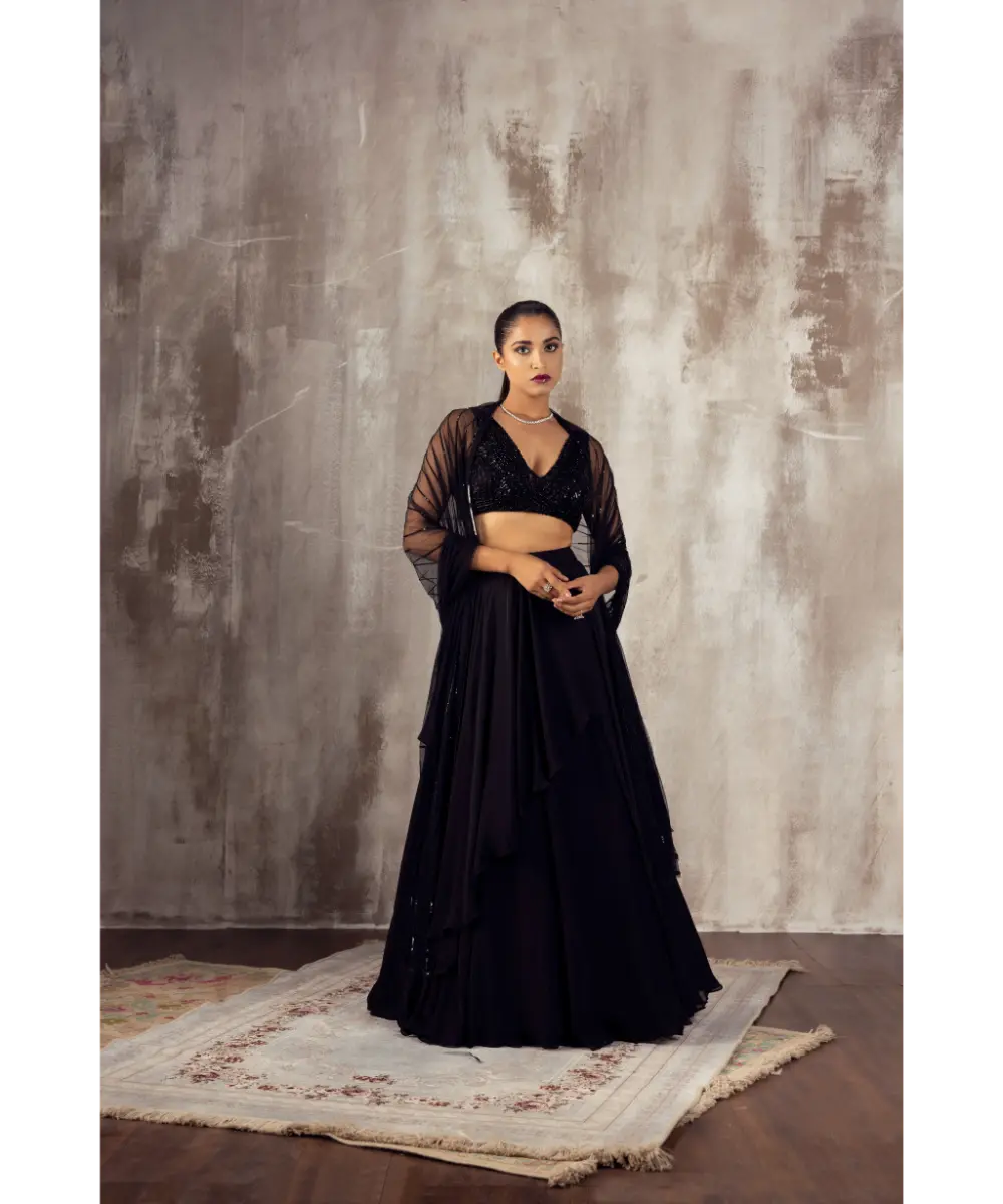 JIGAR MALI - Black contemporary lehenga set