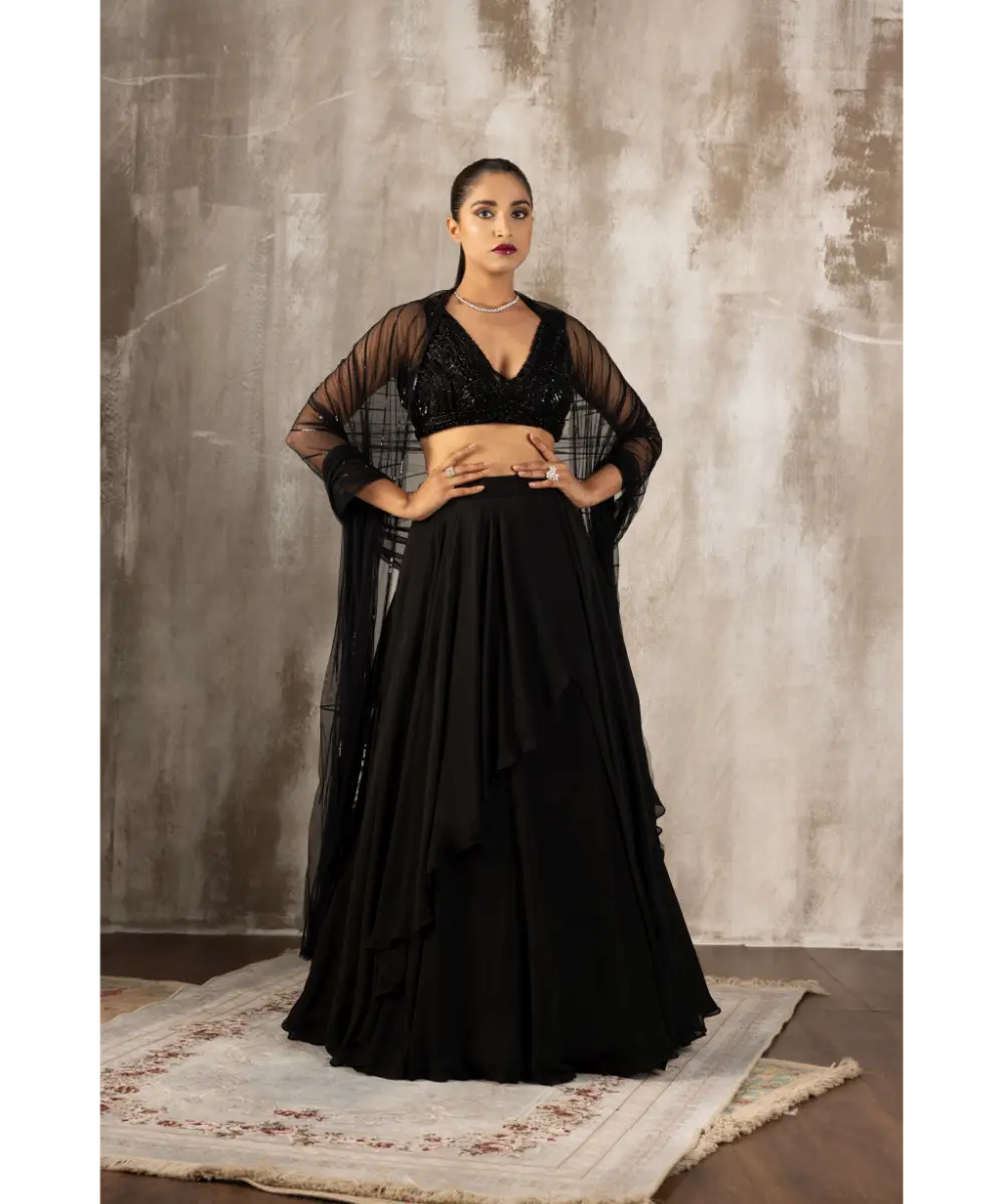 JIGAR MALI - Black contemporary lehenga set