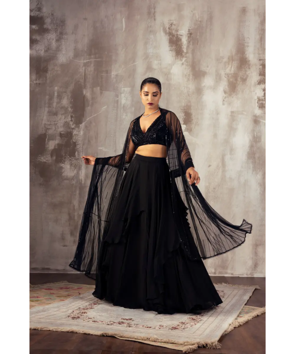 JIGAR MALI - Black contemporary lehenga set