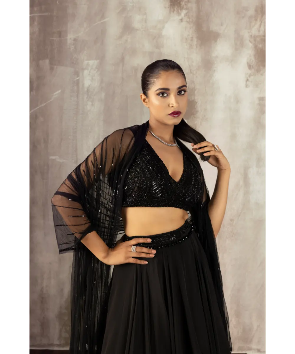 JIGAR MALI - Black contemporary lehenga set