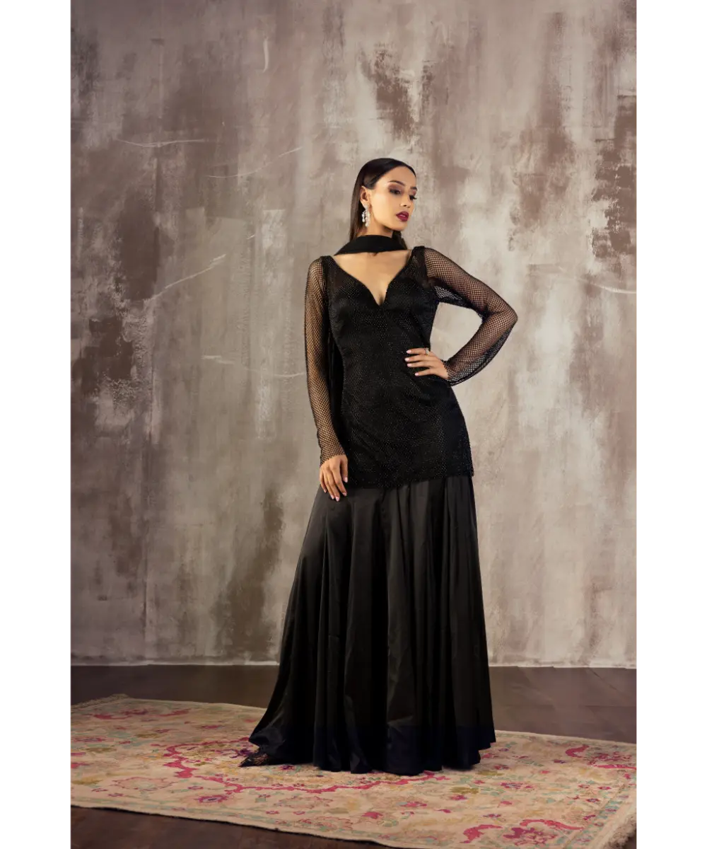 JIGAR MALI - Black Sharara set