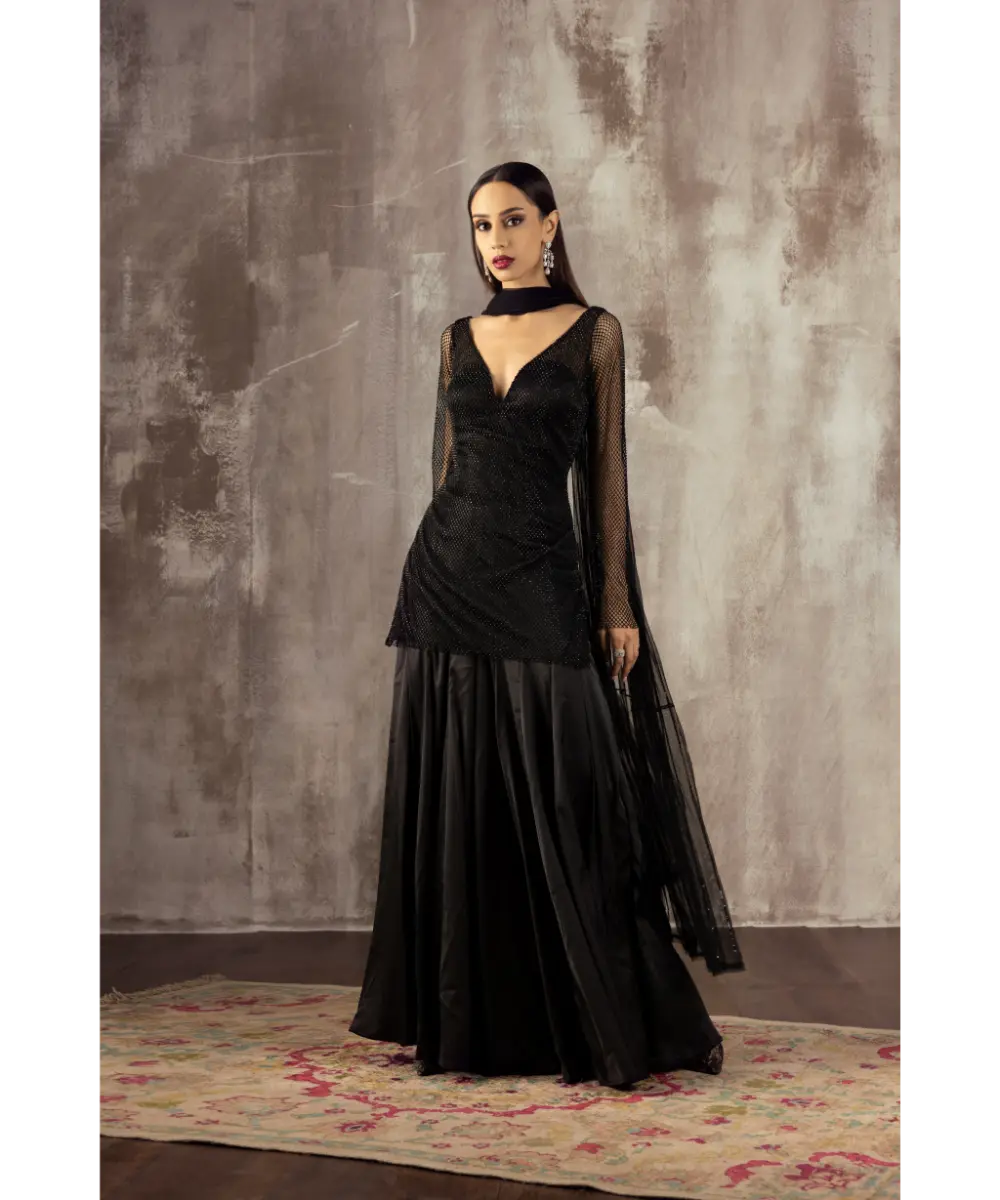 JIGAR MALI - Black Sharara set