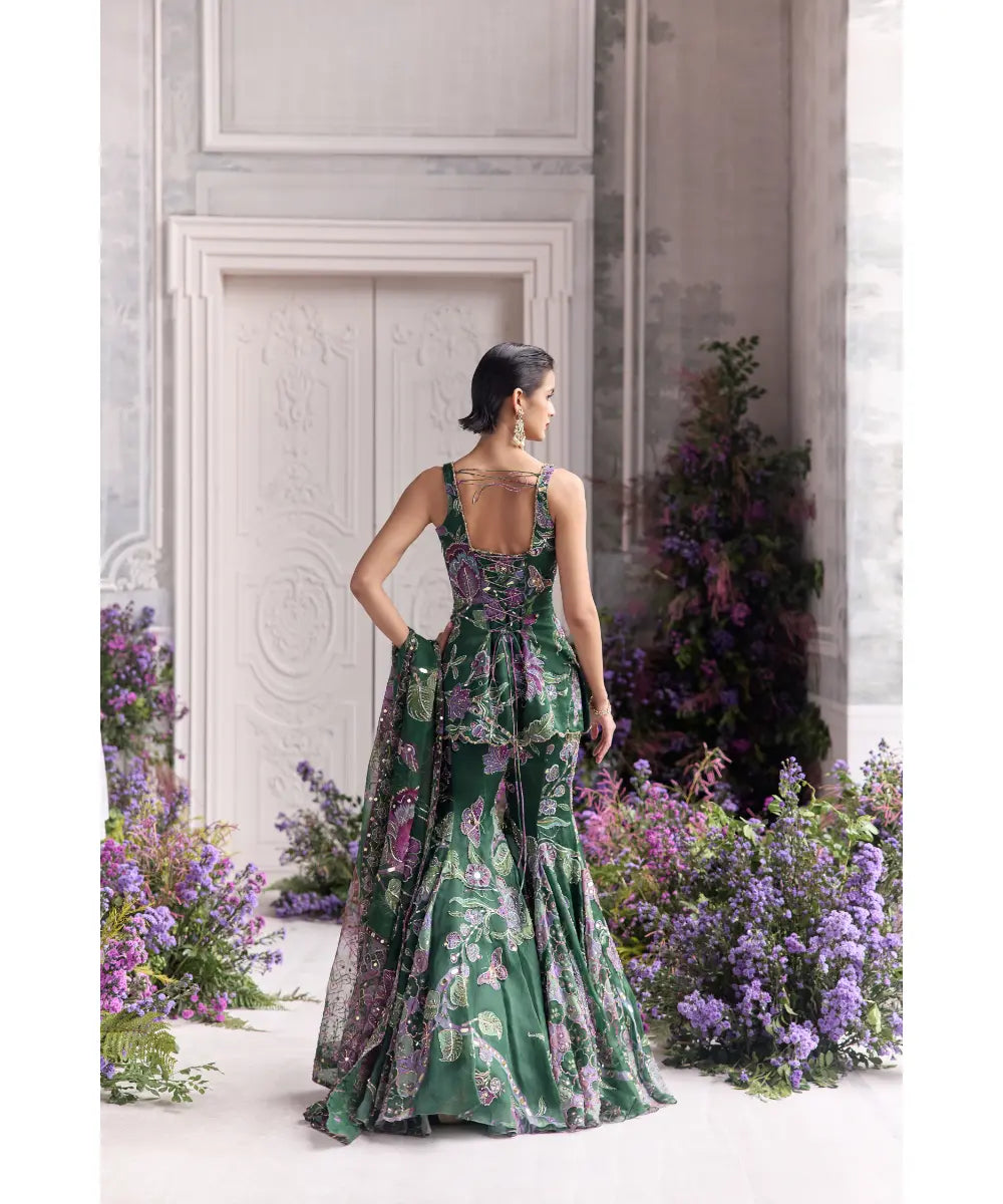 Short embroidered Kurta with Sharara - Nihal