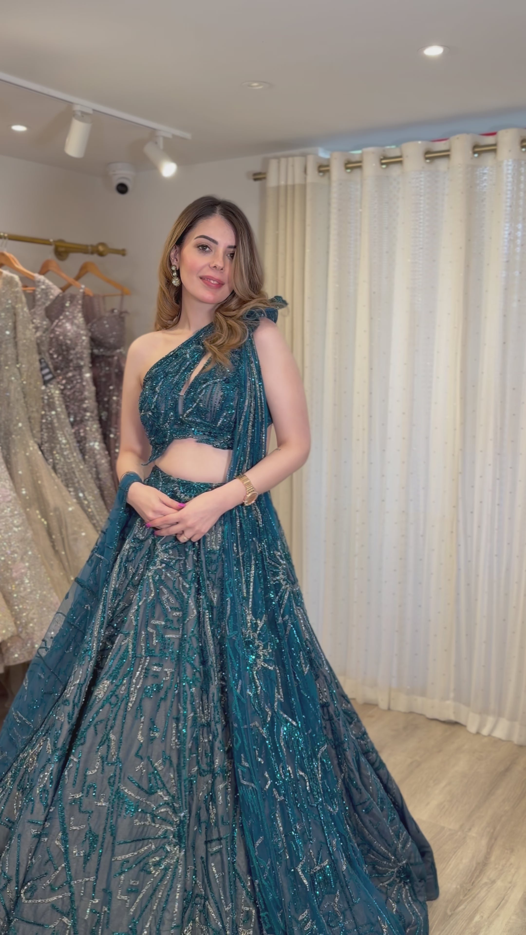 Adaara Couture - Teal Bloom Lehenga