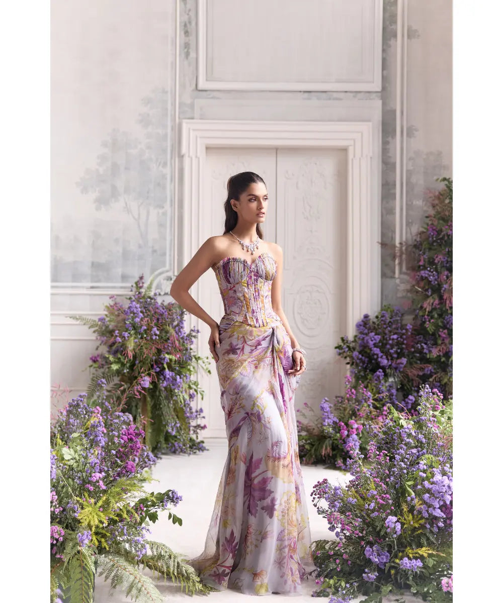 Corset Top Paired with Skirt - Salma