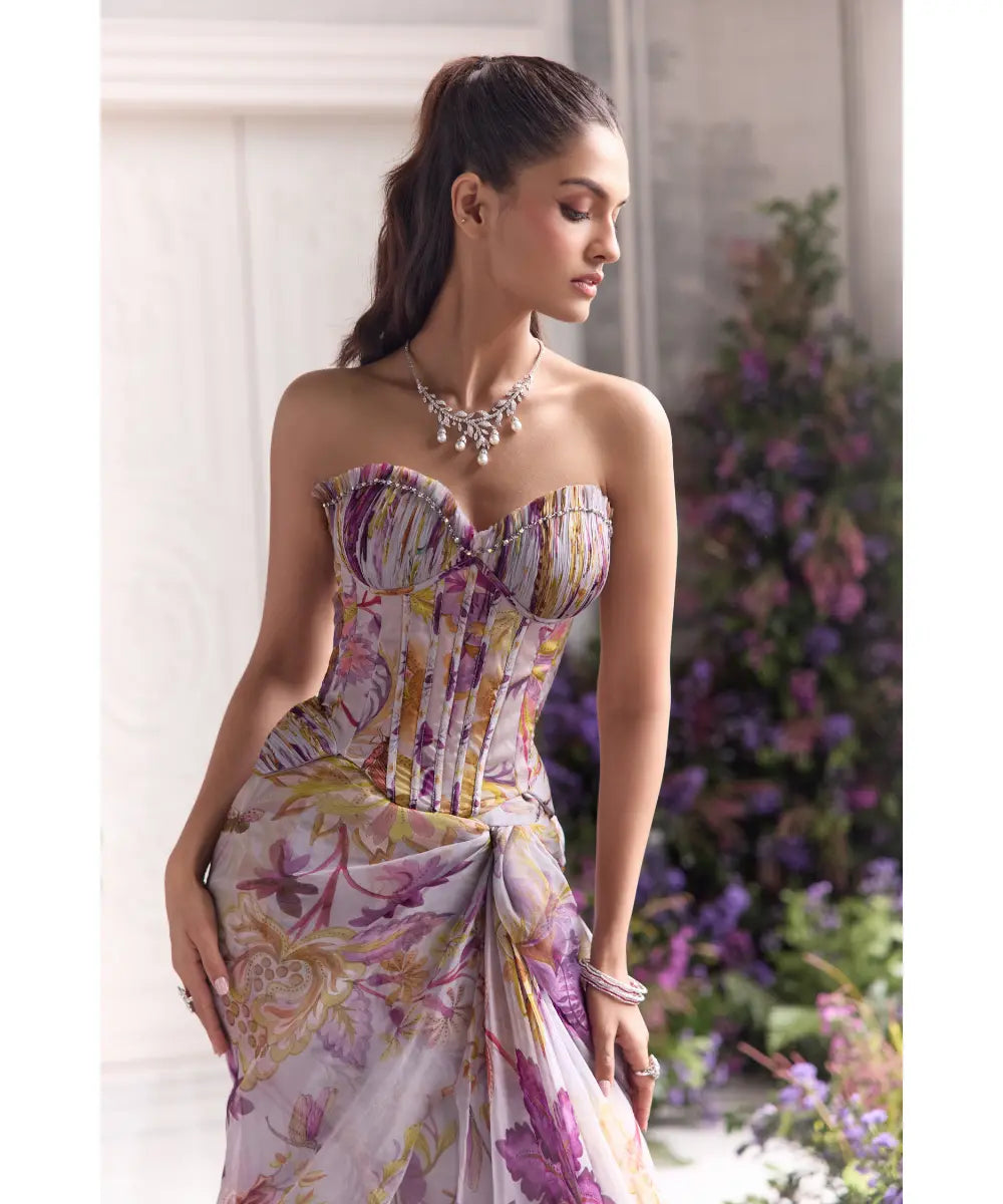 Corset Top Paired with Skirt - Salma